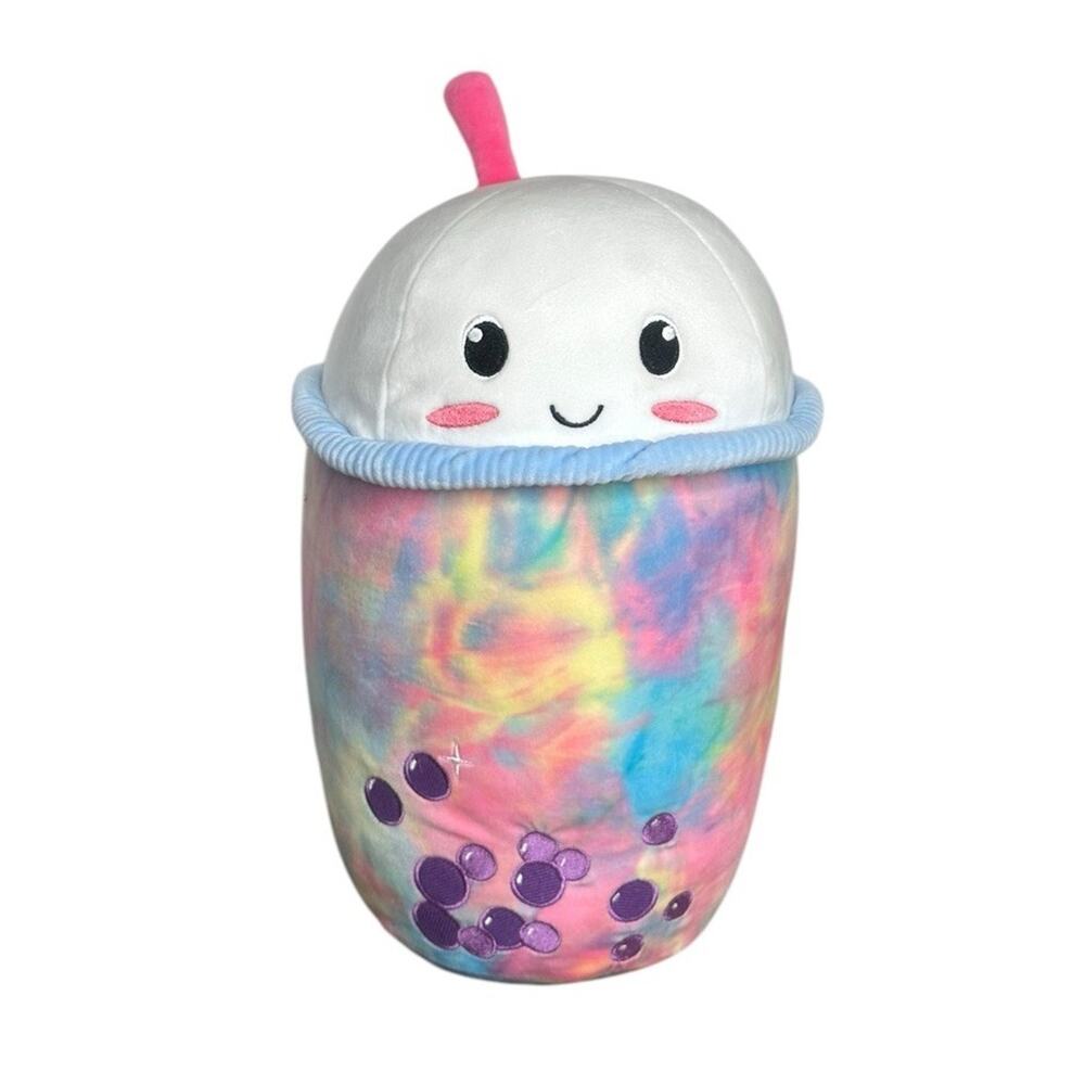 Smoochy Pals Boba Tea Drink Stuffed Plush Cup 18” Soft Cuddly Tie Dye Pillow Toy